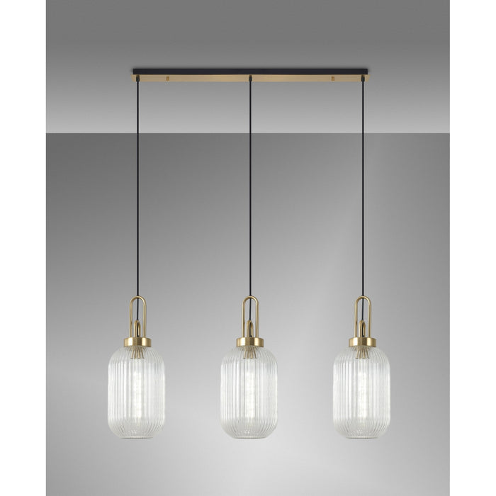 Nelson Lighting NLK06149 Acme 3 Light Linear Pendant Brass Gold Matt Black