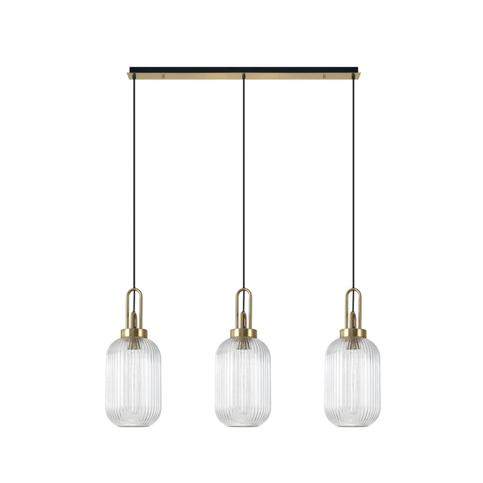 Nelson Lighting NLK06149 Acme 3 Light Linear Pendant Brass Gold Matt Black