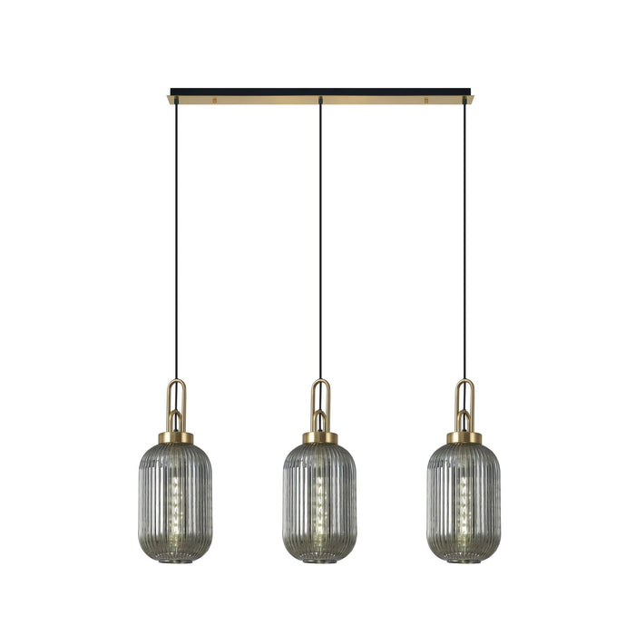 Nelson Lighting NLK06159 Acme 3 Light Linear Pendant Brass Gold Matt Black