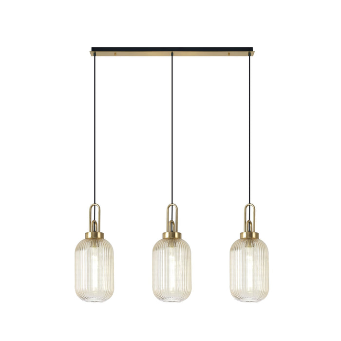 Nelson Lighting NLK06169 Acme 3 Light Linear Pendant Brass Gold Matt Black