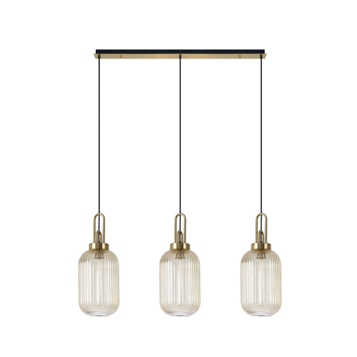 Nelson Lighting NLK06169 Acme 3 Light Linear Pendant Brass Gold Matt Black