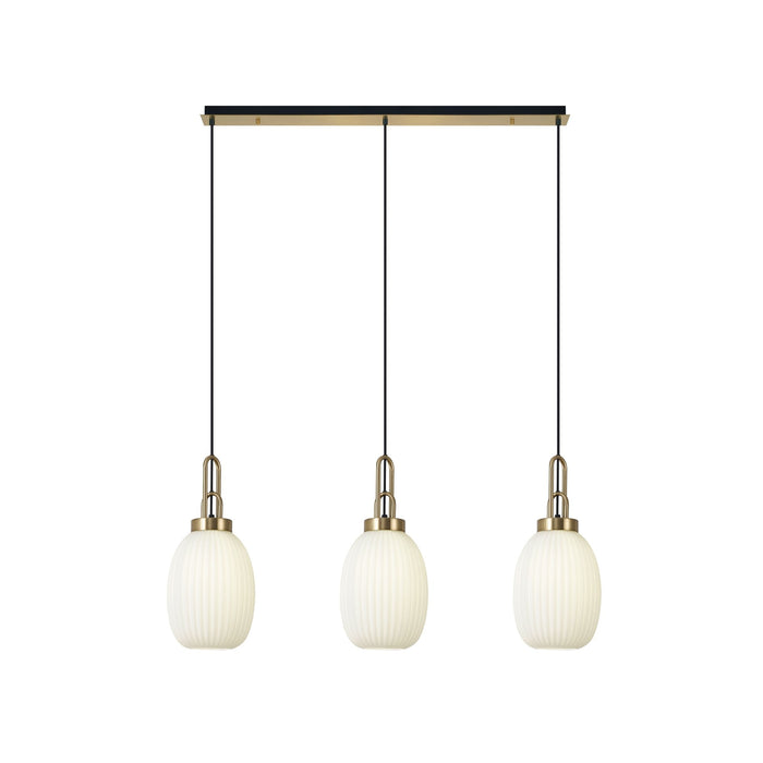 Nelson Lighting NLK06209 Acme 3 Light Linear Pendant Brass Gold Matt Black