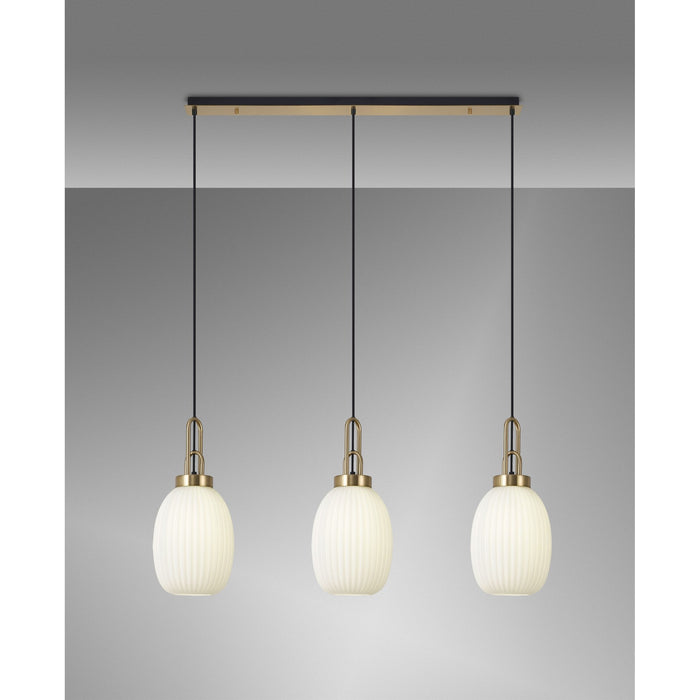 Nelson Lighting NLK06209 Acme 3 Light Linear Pendant Brass Gold Matt Black