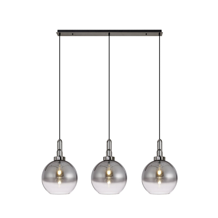 Nelson Lighting NLK06219 Acme 3 Light Linear Pendant Black Chrome Matt Black