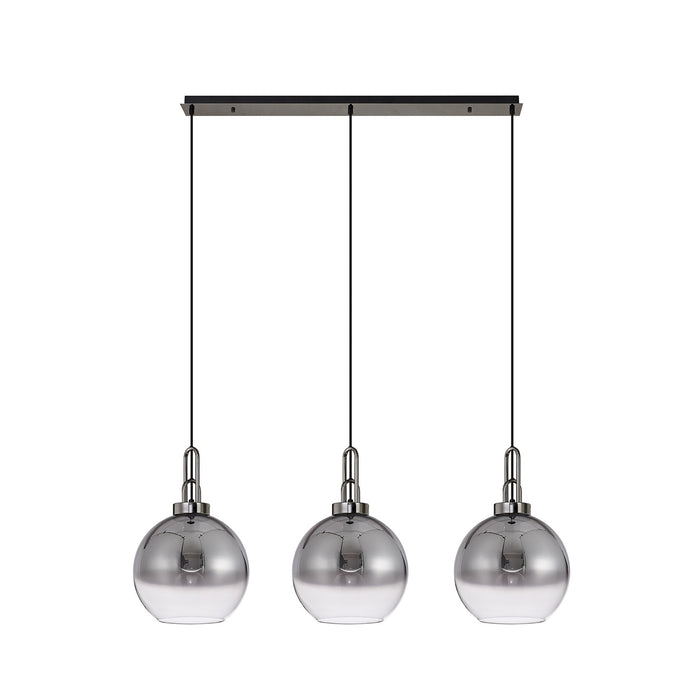 Nelson Lighting NLK06219 Acme 3 Light Linear Pendant Black Chrome Matt Black