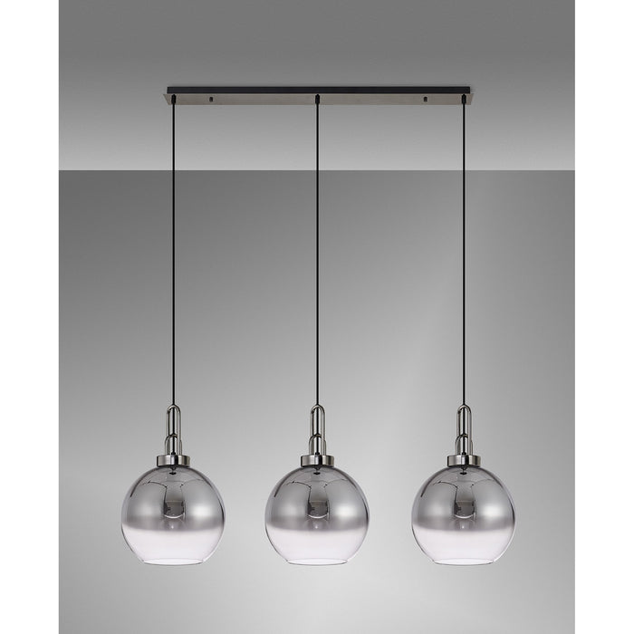 Nelson Lighting NLK06219 Acme 3 Light Linear Pendant Black Chrome Matt Black