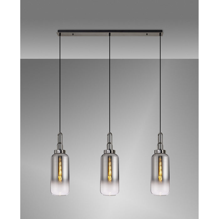 Nelson Lighting NLK06229 Acme 3 Light Linear Pendant Black Chrome Matt Black