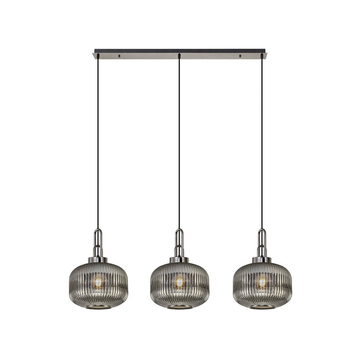 Nelson Lighting NLK06239 Acme 3 Light Linear Pendant Black Chrome Matt Black