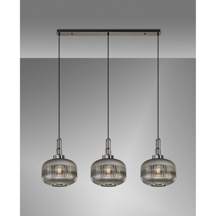 Nelson Lighting NLK06239 Acme 3 Light Linear Pendant Black Chrome Matt Black