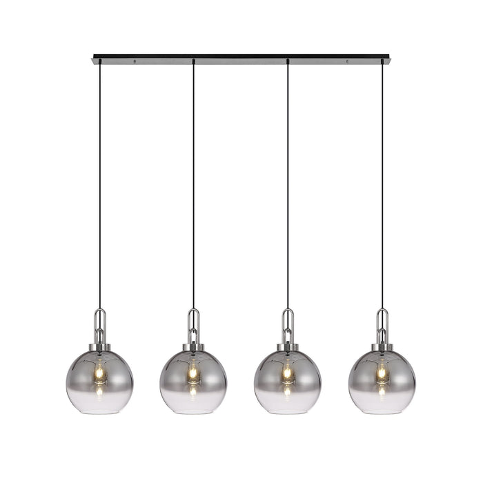 Nelson Lighting NLK06259 Acme 4 Light Linear Pendant Polished Nickel Matt Black