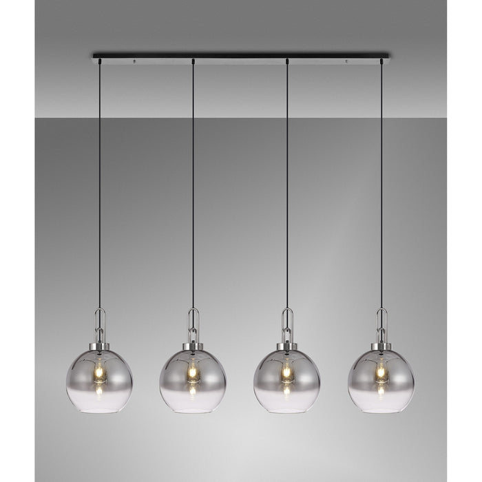 Nelson Lighting NLK06259 Acme 4 Light Linear Pendant Polished Nickel Matt Black