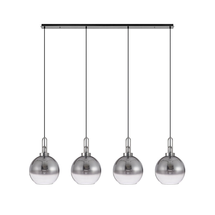 Nelson Lighting NLK06259 Acme 4 Light Linear Pendant Polished Nickel Matt Black