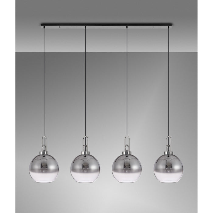 Nelson Lighting NLK06259 Acme 4 Light Linear Pendant Polished Nickel Matt Black