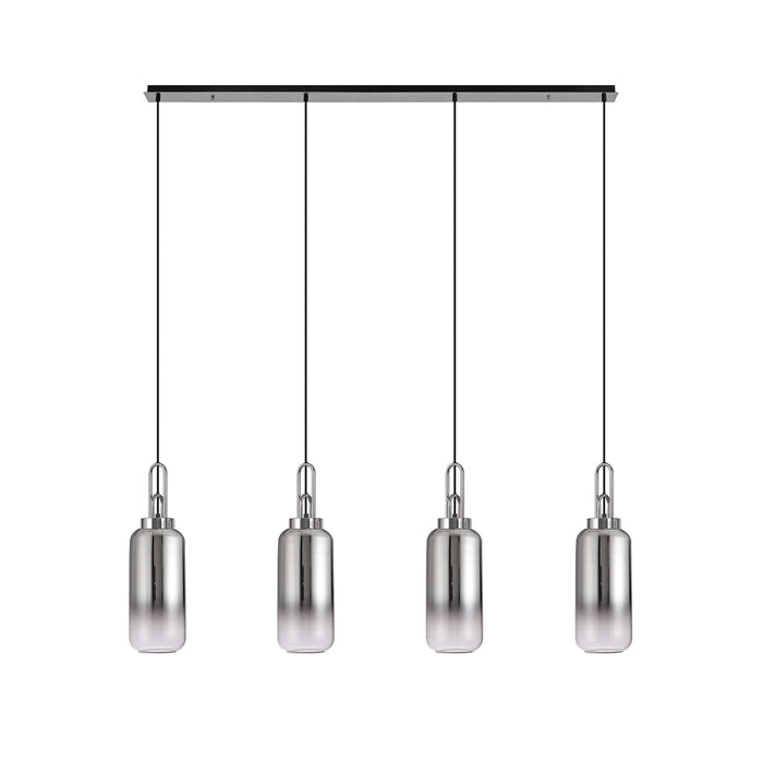 Nelson Lighting NLK06269 Acme 4 Light Linear Pendant Polished Nickel Matt Black