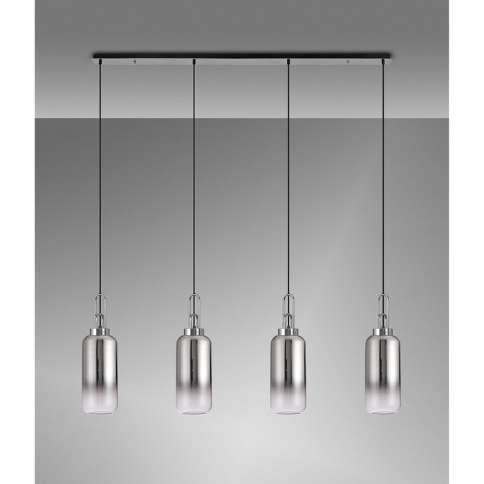 Nelson Lighting NLK06269 Acme 4 Light Linear Pendant Polished Nickel Matt Black