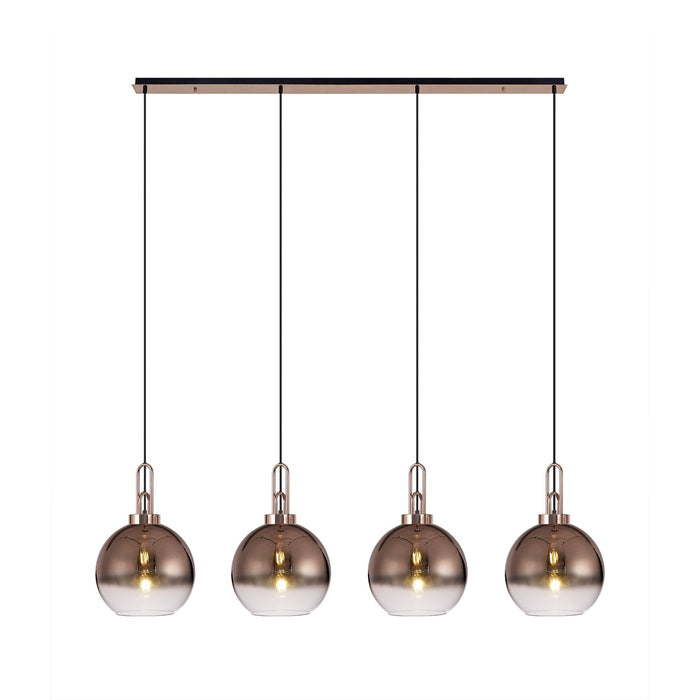 Nelson Lighting NLK06279 Acme 4 Light Linear Pendant Copper Matt Black