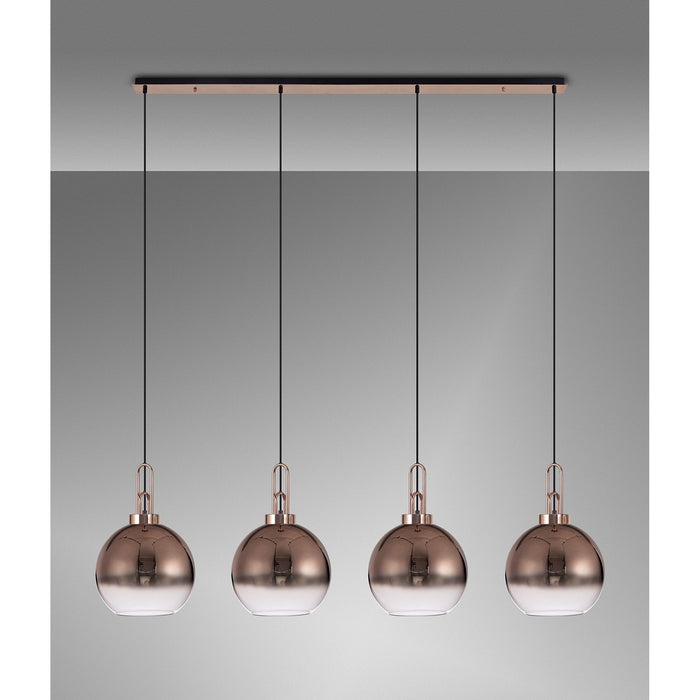 Nelson Lighting NLK06279 Acme 4 Light Linear Pendant Copper Matt Black