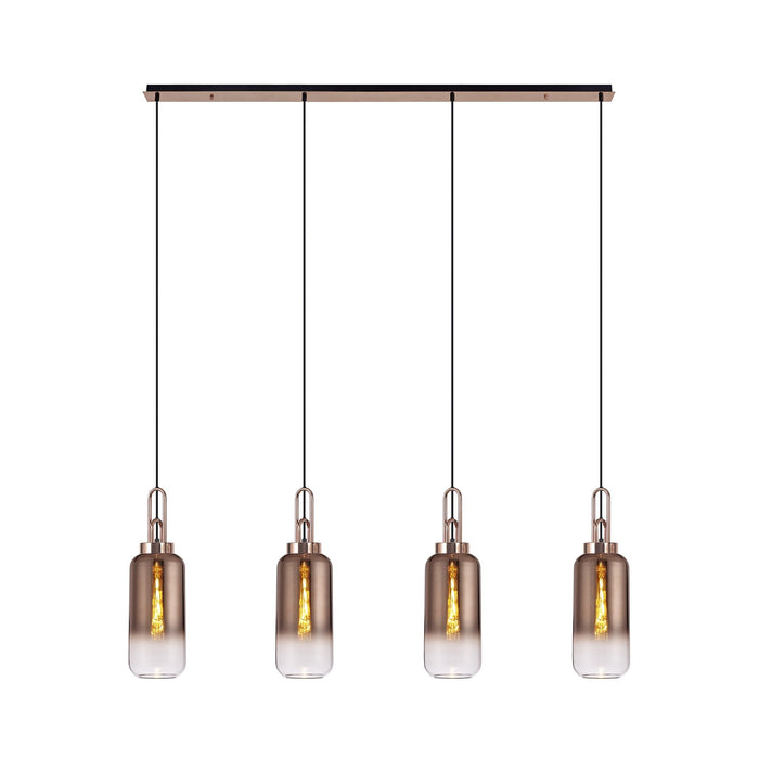 Nelson Lighting NLK06289 Acme 4 Light Linear Pendant Copper Matt Black