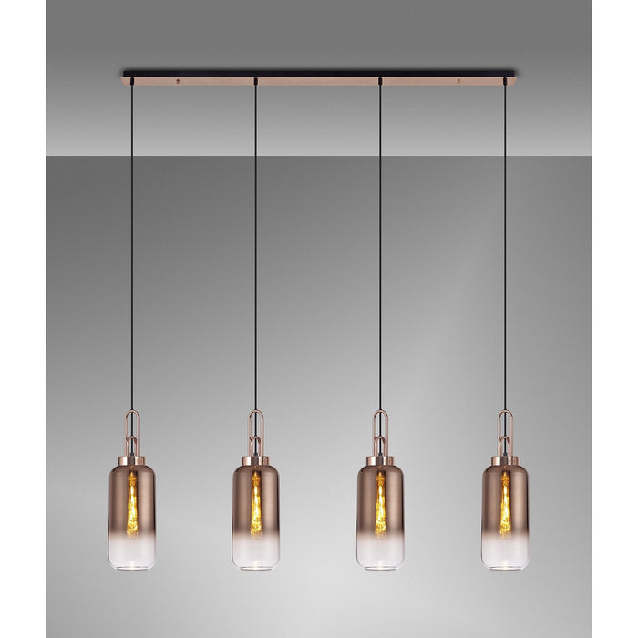 Nelson Lighting NLK06289 Acme 4 Light Linear Pendant Copper Matt Black