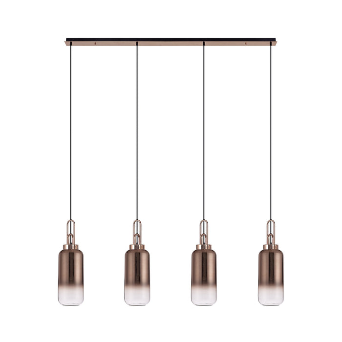 Nelson Lighting NLK06289 Acme 4 Light Linear Pendant Copper Matt Black