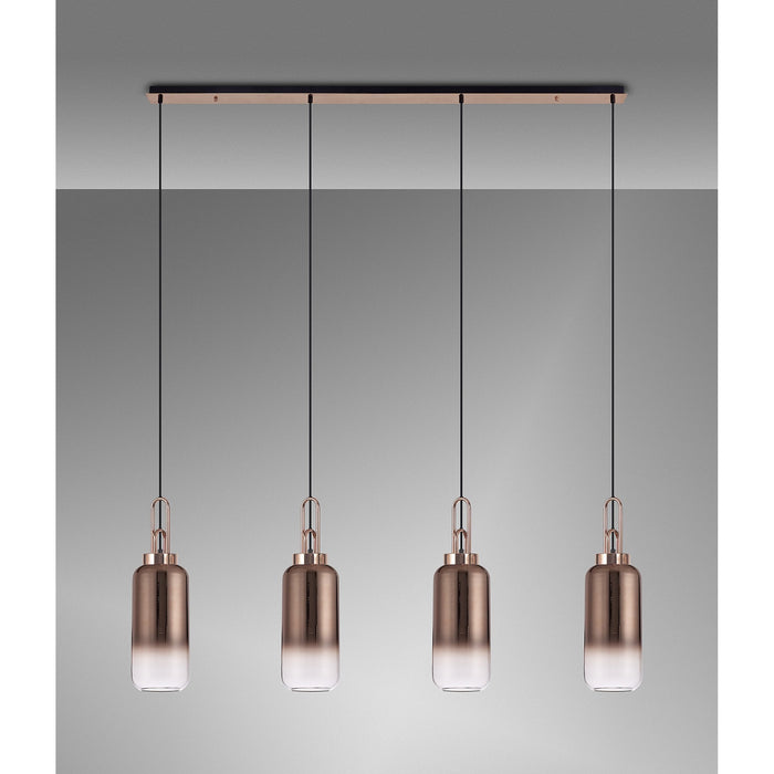 Nelson Lighting NLK06289 Acme 4 Light Linear Pendant Copper Matt Black