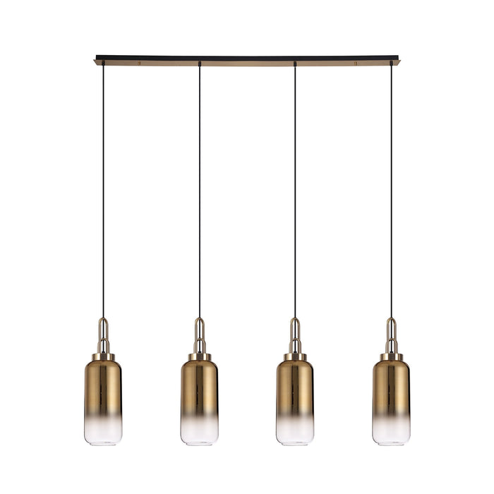 Nelson Lighting NLK06309 Acme 4 Light Linear Pendant Brass Gold Matt Black