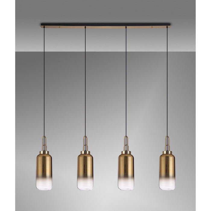 Nelson Lighting NLK06309 Acme 4 Light Linear Pendant Brass Gold Matt Black