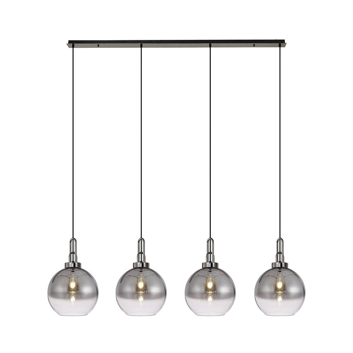 Nelson Lighting NLK06319 Acme 4 Light Linear Pendant Black Chrome Matt Black