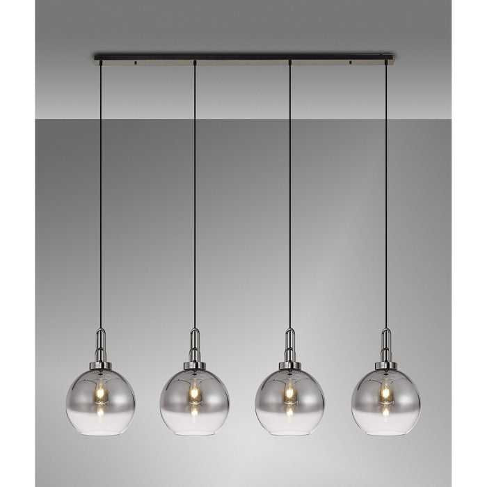 Nelson Lighting NLK06319 Acme 4 Light Linear Pendant Black Chrome Matt Black