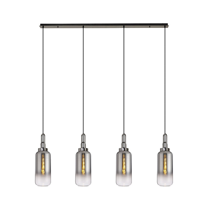 Nelson Lighting NLK06329 Acme 4 Light Linear Pendant Black Chrome Matt Black