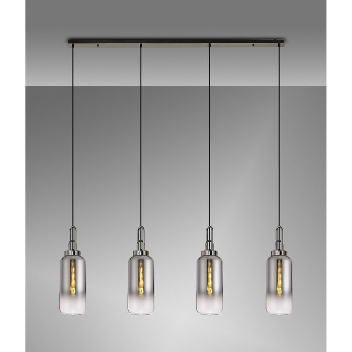 Nelson Lighting NLK06329 Acme 4 Light Linear Pendant Black Chrome Matt Black