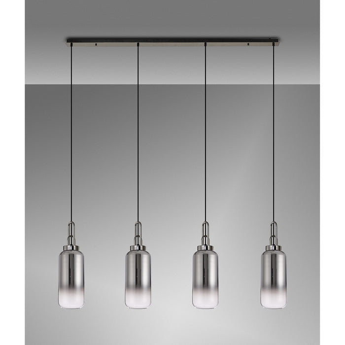 Nelson Lighting NLK06329 Acme 4 Light Linear Pendant Black Chrome Matt Black