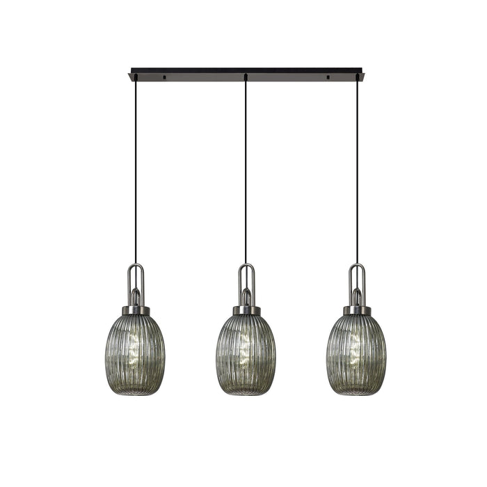 Nelson Lighting NLK08329 Acme 3 Light Linear Pendant Black Chrome Matt Black