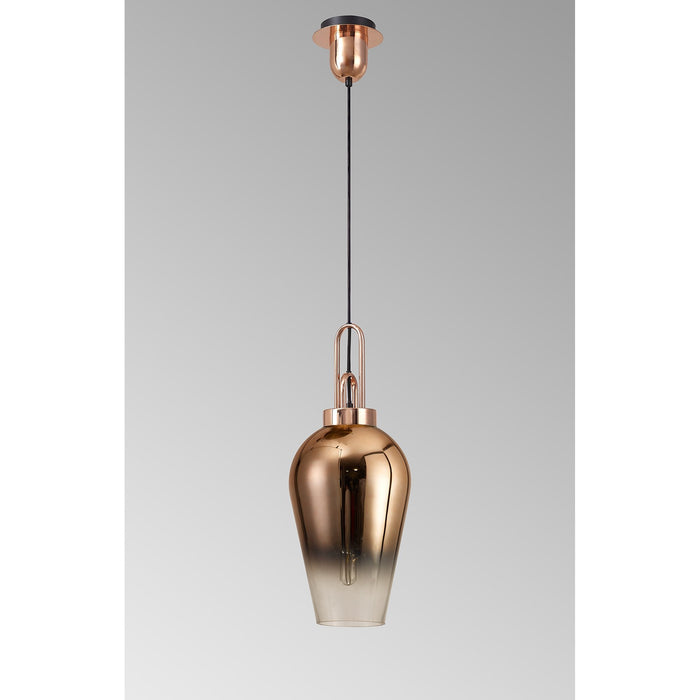 Nelson Lighting NLK09199 Acme 1 Light Pendant Copper Matt Black