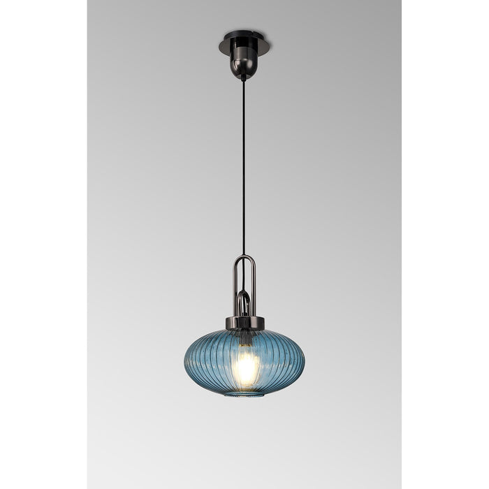 Nelson Lighting NLK15499 Acme 1 Light Pendant Black Chrome Matt Black