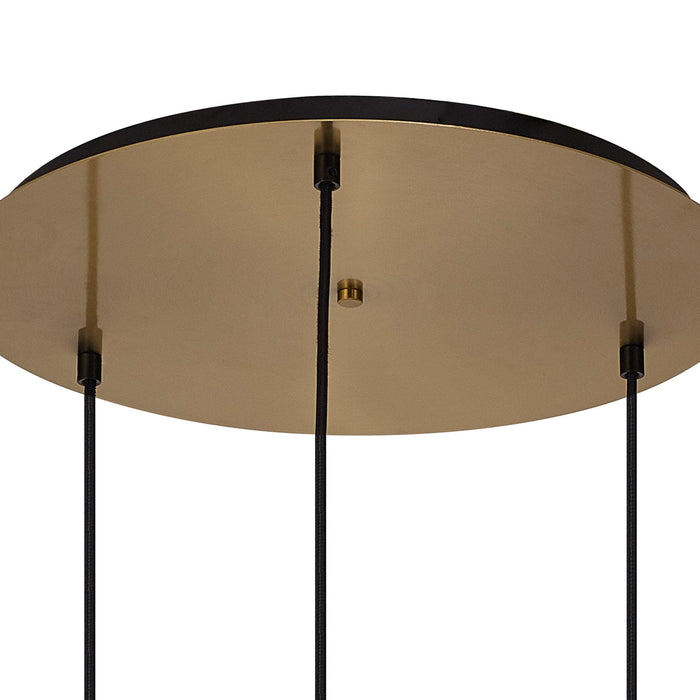 Nelson Lighting NLK15529 Acme 3 Light Round Pendant Brass Gold Matt Black