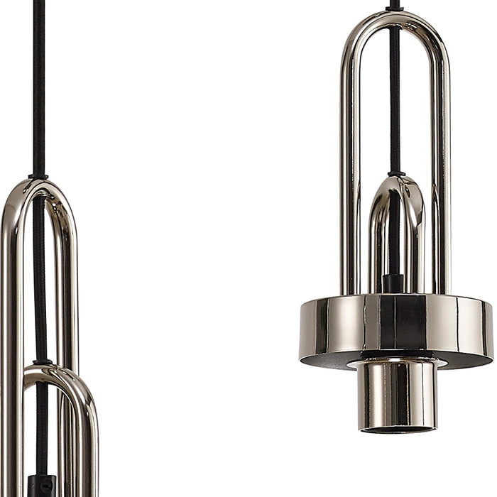 Nelson Lighting NLK15539 Acme 3 Light Round Pendant Polished Nickel Matt Black