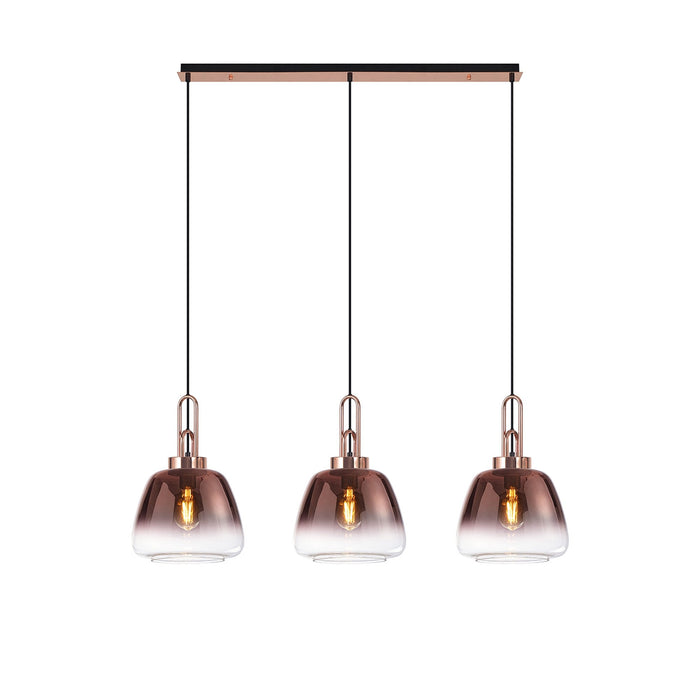 Nelson Lighting NLK15549 Acme 3 Light Linear Pendant Copper Matt Black