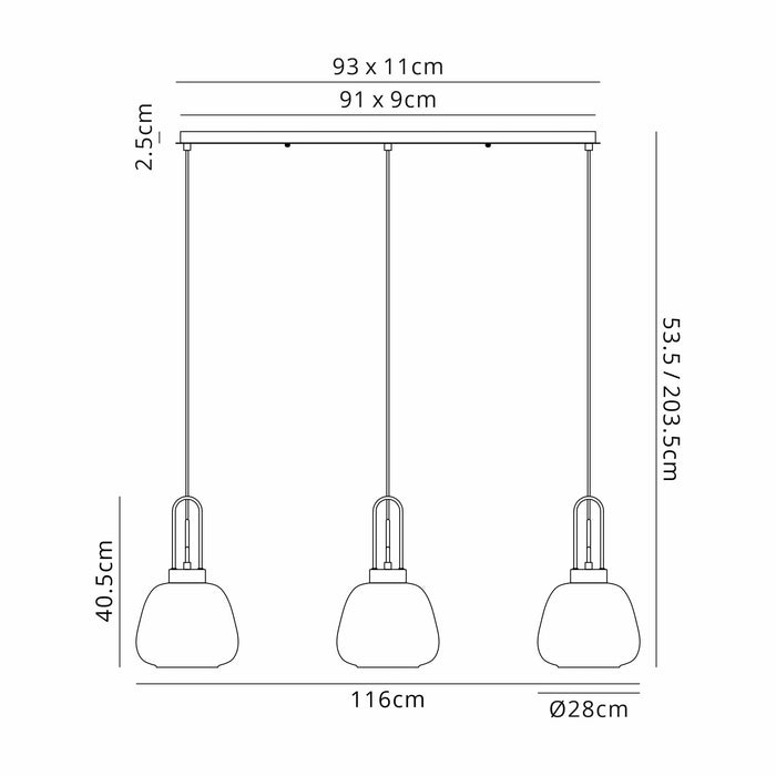 Nelson Lighting NLK15549 Acme 3 Light Linear Pendant Copper Matt Black