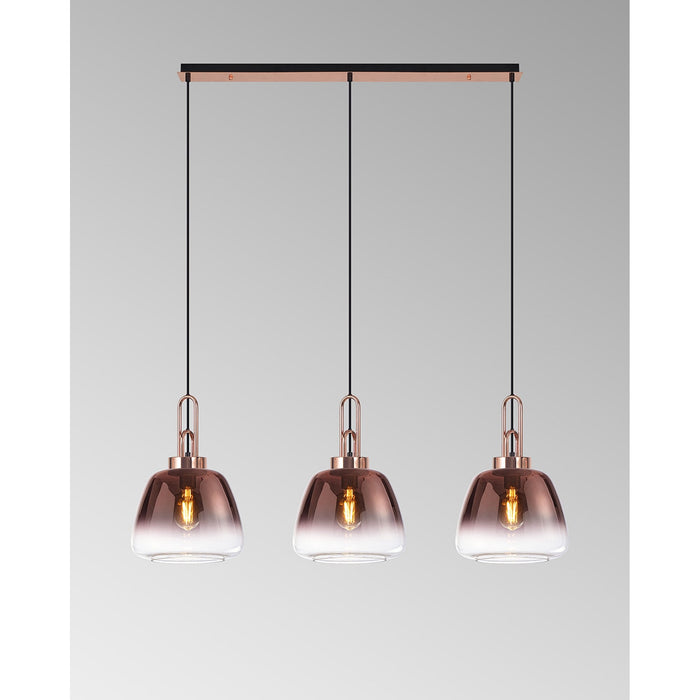 Nelson Lighting NLK15549 Acme 3 Light Linear Pendant Copper Matt Black