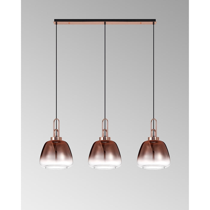 Nelson Lighting NLK15549 Acme 3 Light Linear Pendant Copper Matt Black