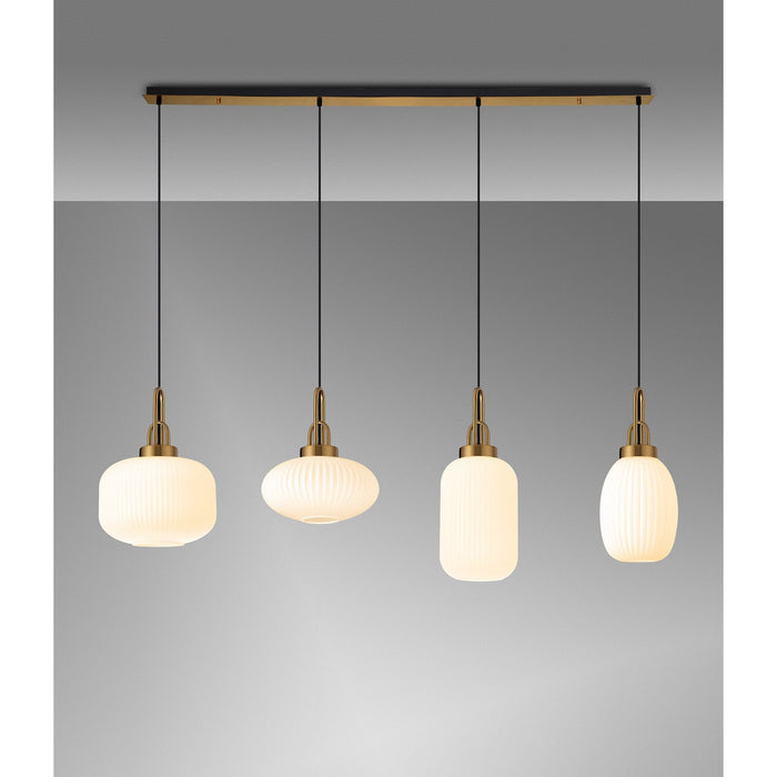 Nelson Lighting NLK15569 Acme 4 Light Linear Pendant Brass Gold Matt Black