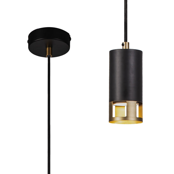 Nelson Lighting NL71239 Adner 1 Light Pendant Black Painted Gold