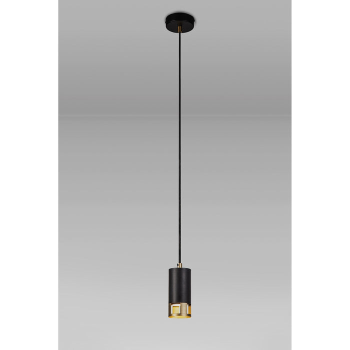 Nelson Lighting NL71239 Adner 1 Light Pendant Black Painted Gold