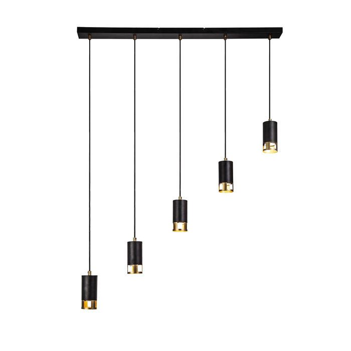 Nelson Lighting NL71249 Adner 5 Light Bar Pendant Black Painted Gold