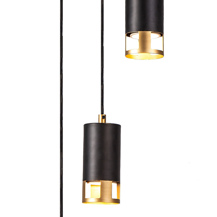 Nelson Lighting NL71259 Adner 3 Light Round Pendant Black Painted Gold