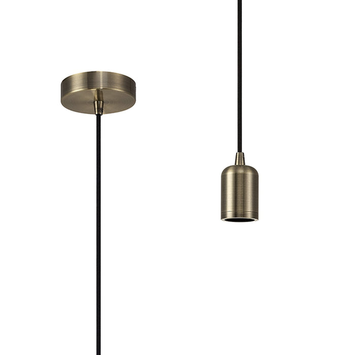 Nelson Lighting NL7864/L9 Apollo 1m Suspension Kit 1 Light Antique Brass/Black Braided Cable