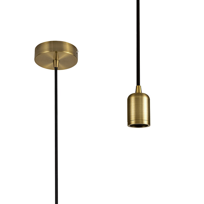 Nelson Lighting NL7865/L9 Apollo 1m Suspension Kit 1 Light Gilt Bronze/Black Braided Cable