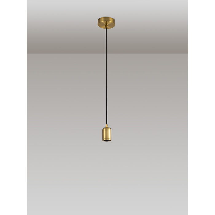 Nelson Lighting NL7865/L9 Apollo 1m Suspension Kit 1 Light Gilt Bronze/Black Braided Cable