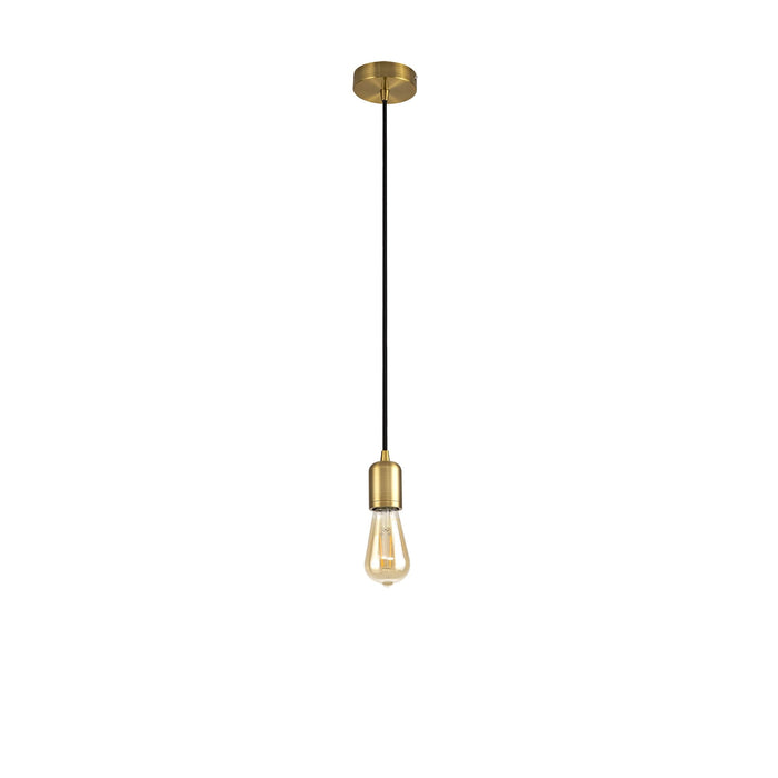 Nelson Lighting NL7865/L9 Apollo 1m Suspension Kit 1 Light Gilt Bronze/Black Braided Cable